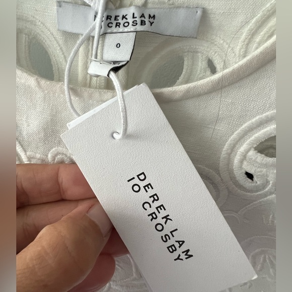 NWT Derek Lam 10 Crosby Everett Eyelet Puffed-Sleeve Mini Dress SIZE 0 - Picture 8 of 11